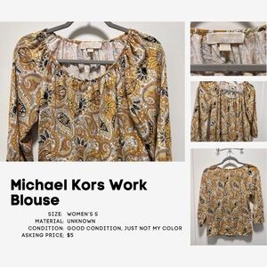 Michael Kors Yellow Paisley Long-Sleeve Blouse